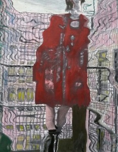 Red Coat, old version, acrylic on canvas